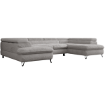 Narożnik - PEDRO U - uniwersalny - jasnoszary, plusz