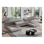 Narożnik - PEDRO U - uniwersalny - jasnoszary, plusz