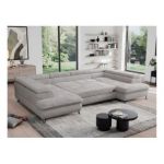 Narożnik - PEDRO U - uniwersalny - jasnoszary, plusz