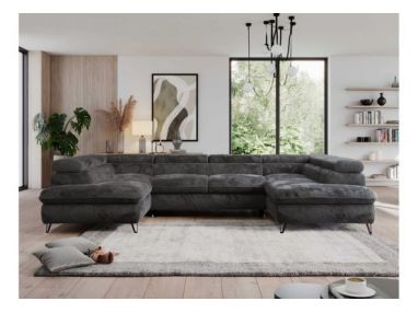 Narożnik - PEDRO U - uniwersalny - ciemnoszary, plusz