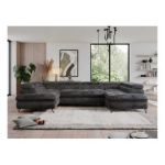 Narożnik - PEDRO U - uniwersalny - ciemnoszary, plusz