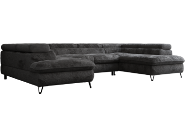 Narożnik - PEDRO U - uniwersalny - ciemnoszary, plusz