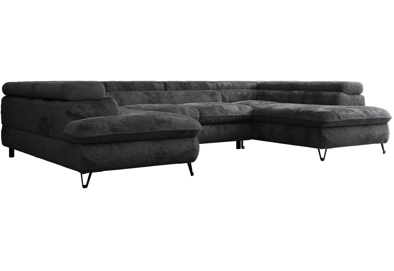 Narożnik - PEDRO U - uniwersalny - ciemnoszary, plusz