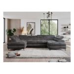 Narożnik - PEDRO U - uniwersalny - ciemnoszary, plusz