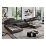 Narożnik - PEDRO U - uniwersalny - ciemnoszary, plusz