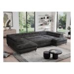 Narożnik - PEDRO U - uniwersalny - ciemnoszary, plusz