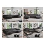 Narożnik - PEDRO U - uniwersalny - ciemnoszary, plusz