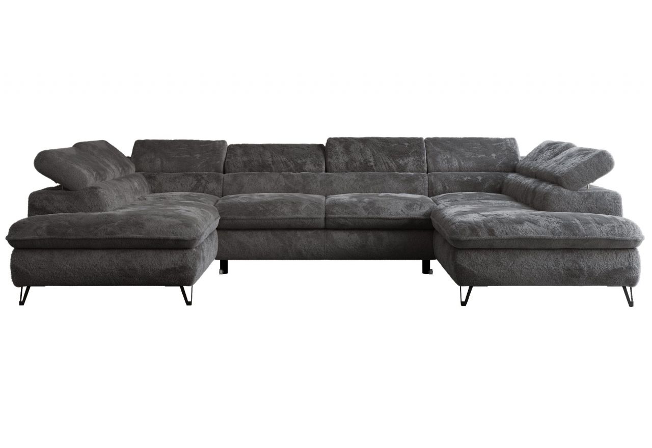 Narożnik - PEDRO U - uniwersalny - ciemnoszary, plusz