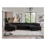 Narożnik - PEDRO U - uniwersalny - czarny, plusz