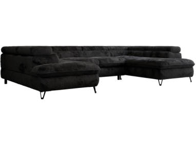 Narożnik - PEDRO U - uniwersalny - czarny, plusz