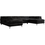 Narożnik - PEDRO U - uniwersalny - czarny, plusz