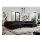 Narożnik - PEDRO U - uniwersalny - czarny, plusz