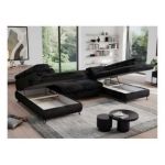 Narożnik - PEDRO U - uniwersalny - czarny, plusz