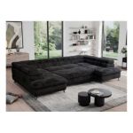 Narożnik - PEDRO U - uniwersalny - czarny, plusz