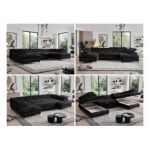 Narożnik - PEDRO U - uniwersalny - czarny, plusz