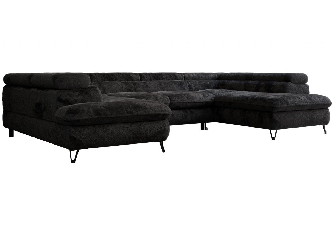 Narożnik - PEDRO U - uniwersalny - czarny, plusz