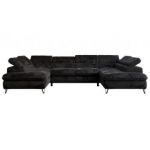 Narożnik - PEDRO U - uniwersalny - czarny, plusz