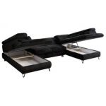 Narożnik - PEDRO U - uniwersalny - czarny, plusz