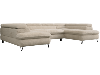 Narożnik - PEDRO U - uniwersalny - kremowy, plusz