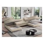 Narożnik - PEDRO U - uniwersalny - kremowy, plusz