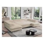 Narożnik - PEDRO U - uniwersalny - kremowy, plusz