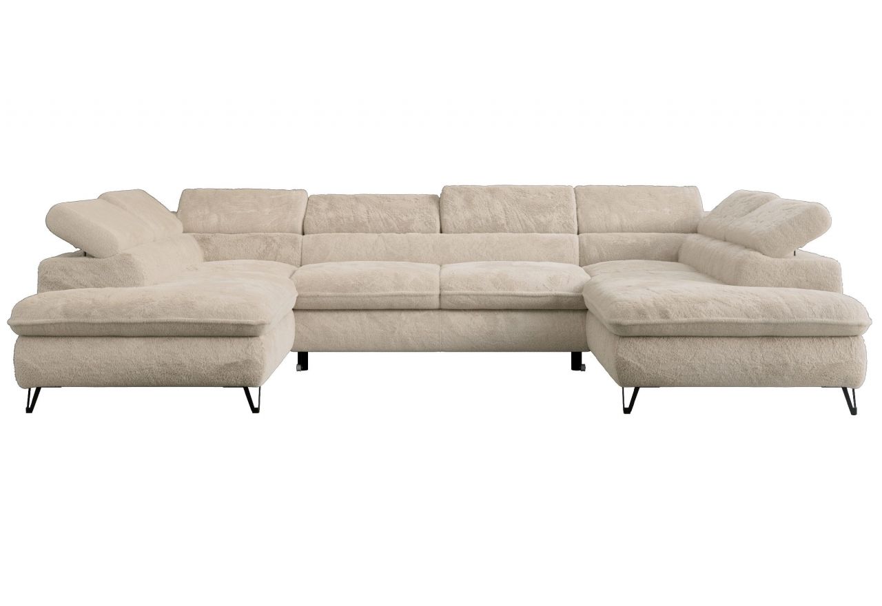 Narożnik - PEDRO U - uniwersalny - kremowy, plusz