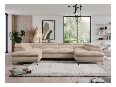 Narożnik - PEDRO U - uniwersalny - beżowy, plusz