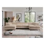 Narożnik - PEDRO U - uniwersalny - beżowy, plusz