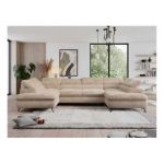 Narożnik - PEDRO U - uniwersalny - beżowy, plusz