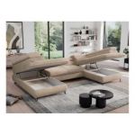 Narożnik - PEDRO U - uniwersalny - beżowy, plusz