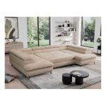 Narożnik - PEDRO U - uniwersalny - beżowy, plusz