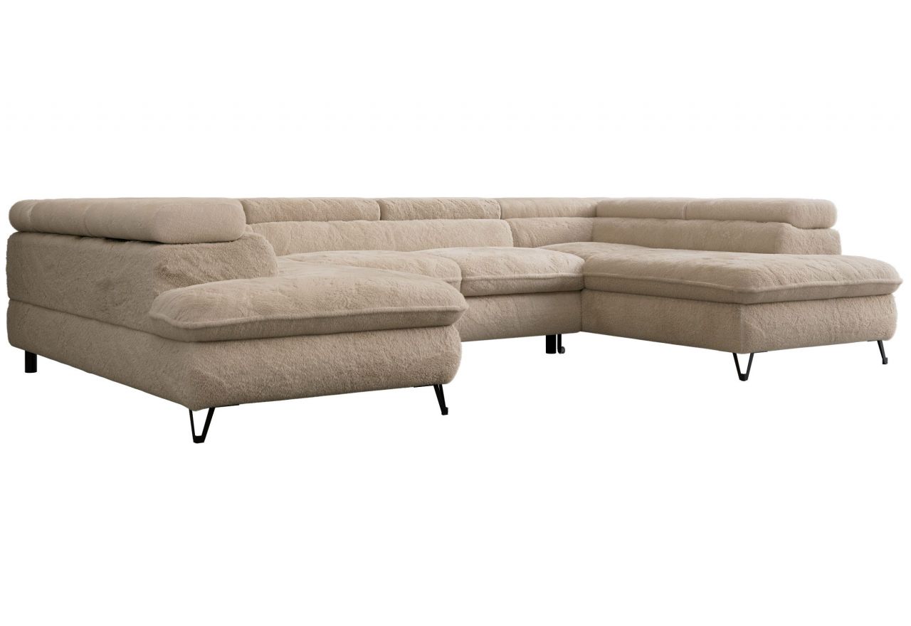 Narożnik - PEDRO U - uniwersalny - beżowy, plusz