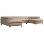 Narożnik - PEDRO U - uniwersalny - beżowy, plusz