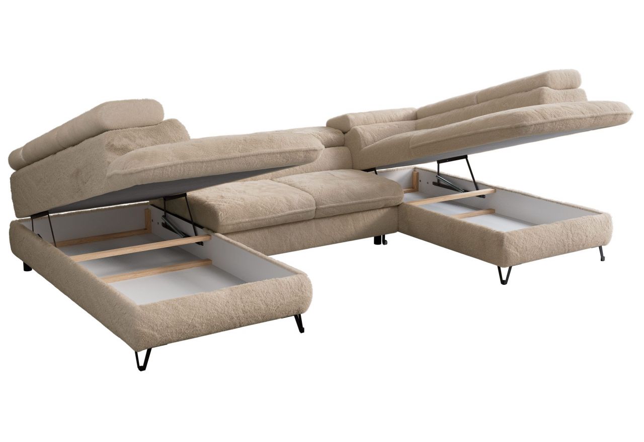 Narożnik - PEDRO U - uniwersalny - beżowy, plusz