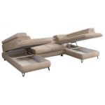 Narożnik - PEDRO U - uniwersalny - beżowy, plusz