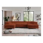 Narożnik - PEDRO U - uniwersalny - pomarańczowy, plusz