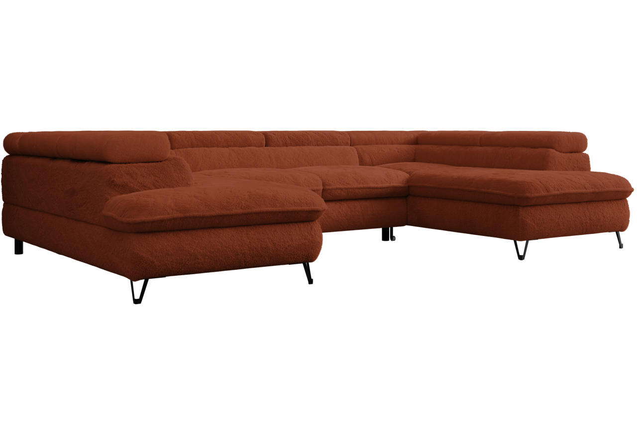 Narożnik - PEDRO U - uniwersalny - pomarańczowy, plusz