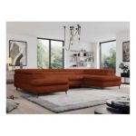 Narożnik - PEDRO U - uniwersalny - pomarańczowy, plusz