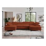 Narożnik - PEDRO U - uniwersalny - pomarańczowy, plusz