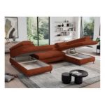 Narożnik - PEDRO U - uniwersalny - pomarańczowy, plusz