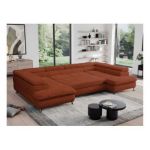 Narożnik - PEDRO U - uniwersalny - pomarańczowy, plusz