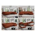 Narożnik - PEDRO U - uniwersalny - pomarańczowy, plusz