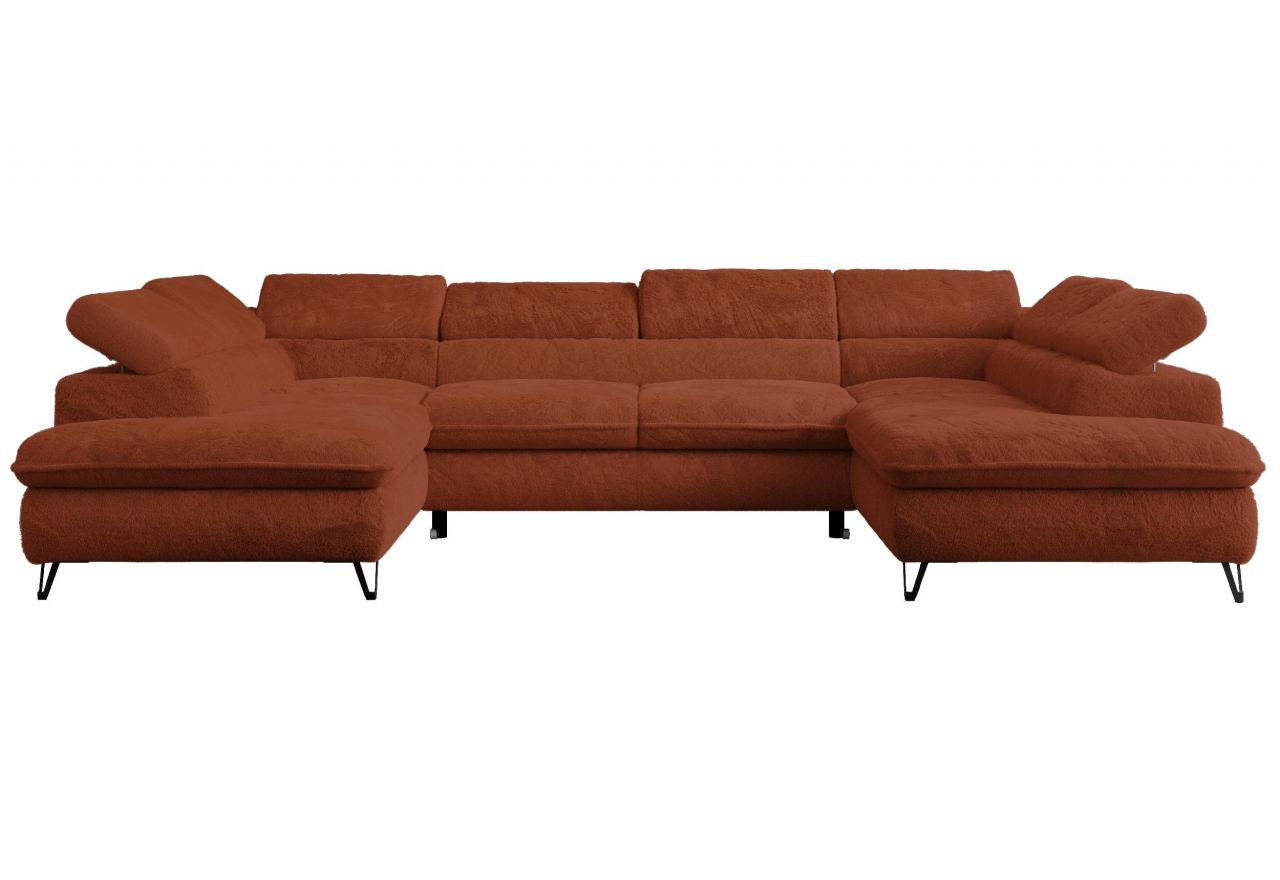 Narożnik - PEDRO U - uniwersalny - pomarańczowy, plusz