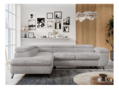 Narożnik - PETER L - strona lewa - jasnoszary, plusz