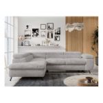 Narożnik - PETER L - strona lewa - jasnoszary, plusz