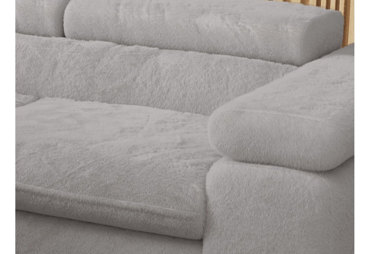 Narożnik - PETER L - strona lewa - jasnoszary, plusz