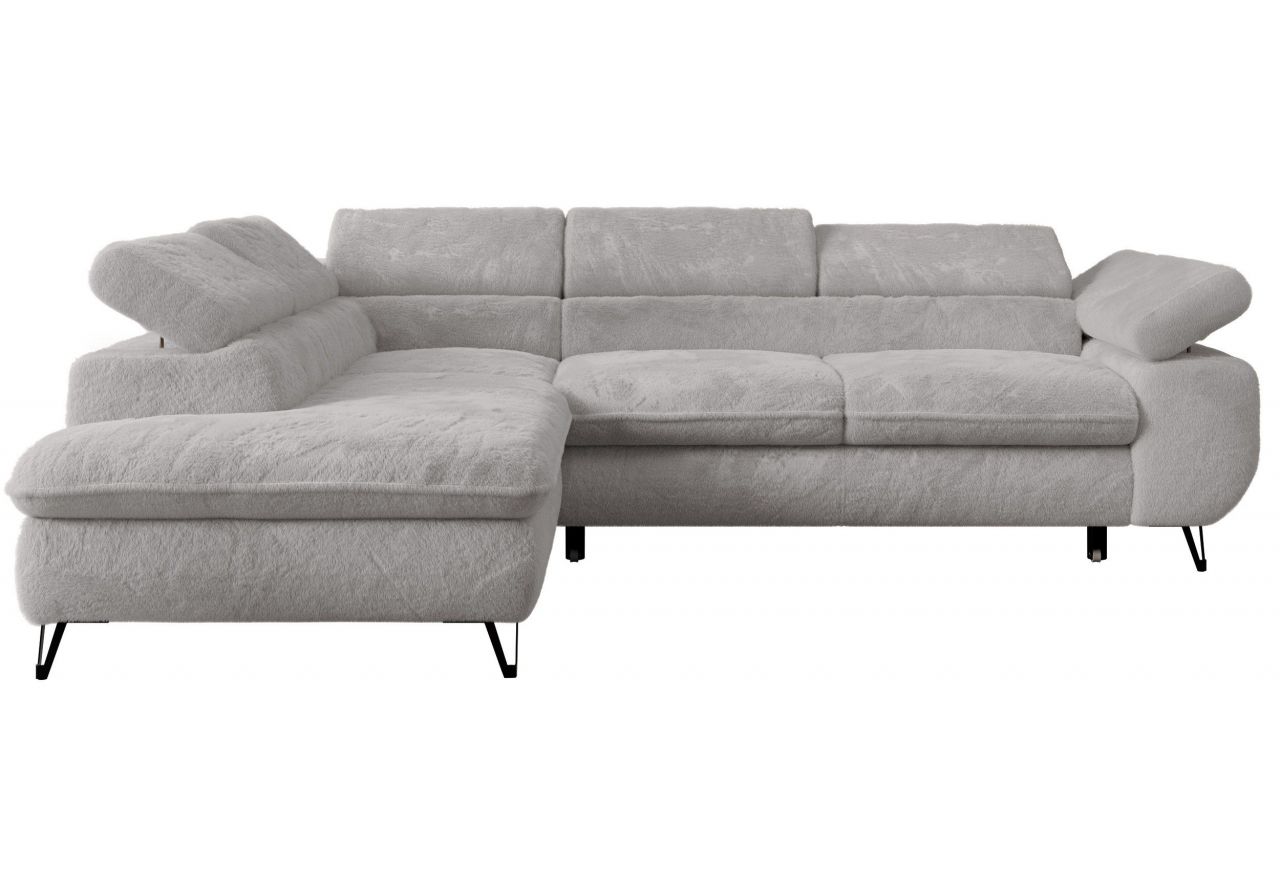 Narożnik - PETER L - strona lewa - jasnoszary, plusz