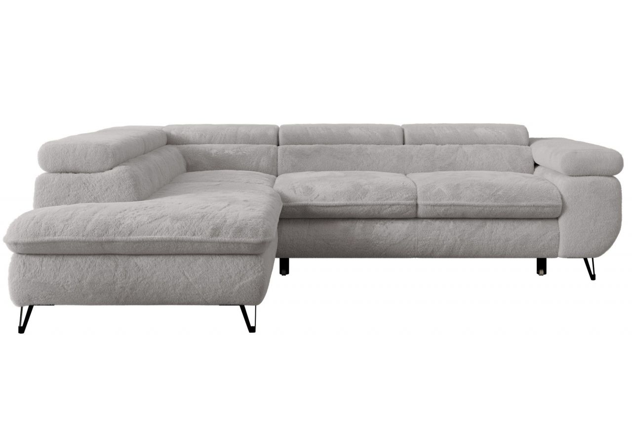 Narożnik - PETER L - strona lewa - jasnoszary, plusz