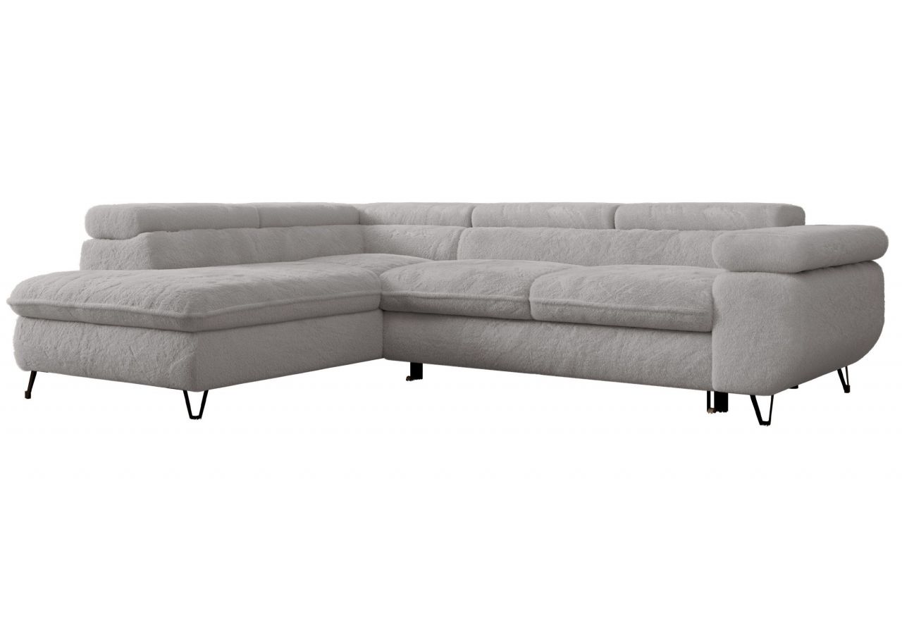 Narożnik - PETER L - strona lewa - jasnoszary, plusz