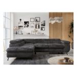 Narożnik - PETER L - strona lewa - ciemnoszary, plusz